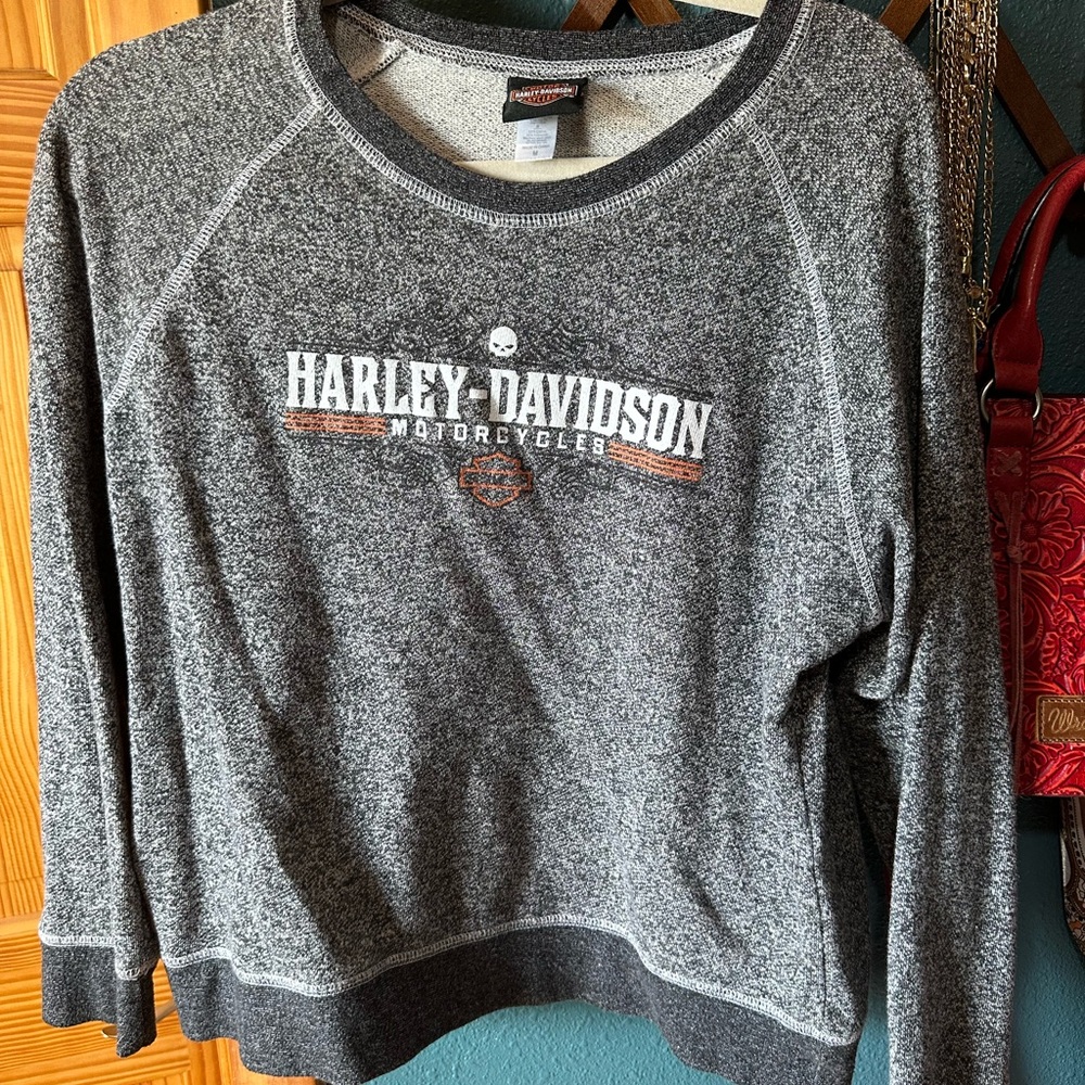 Harley-Davidson Black and Gray Knit Top